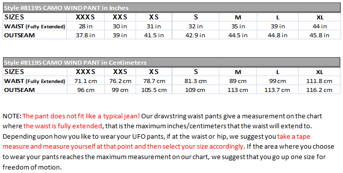 UFO's Classic Camo Wind Pant #81195 Mens
