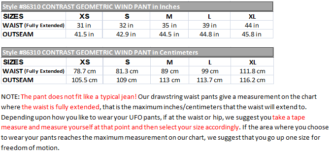 Kontrastne geometrijske vetrne hlače #86310