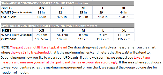 Calça de vento geométrica contrastante #86310 unissex