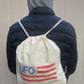 Rygsæk med snoretræk i naturlig bomuld med UFO-logo #30345