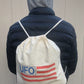 Natural Cotton Drawstring Backpack with UFO logo #30345