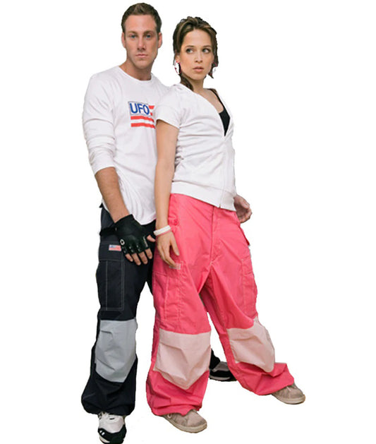 Kontrastní větrné kalhoty ke kolenům #82845 dámské