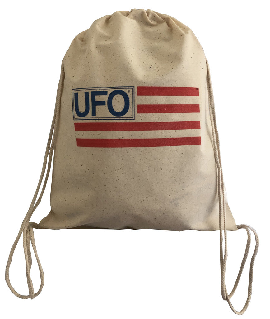 Natural Cotton Drawstring Backpack with UFO logo #30345