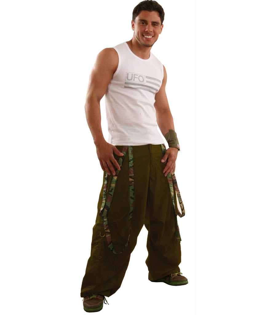 Pantalón cortavientos con correas múltiples de camuflaje #89170 para hombre